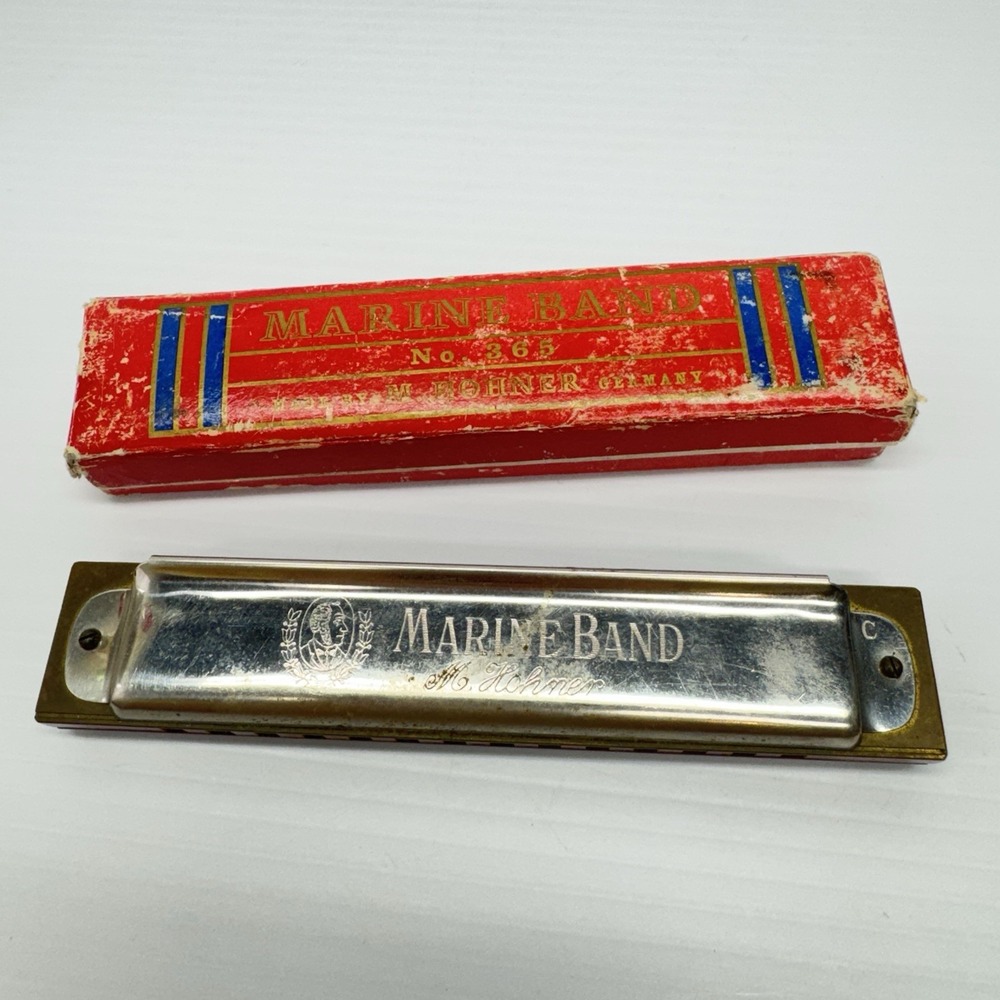 Vintage Hohner Marine Band Harmonica Key of C w/Case Made in Germany